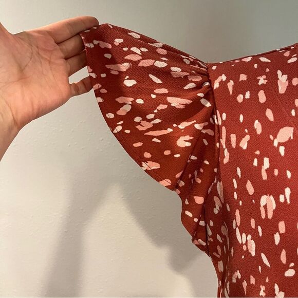 Nine West fake wrap flutter sleeves mini Dress size medium - Picture 4 of 13